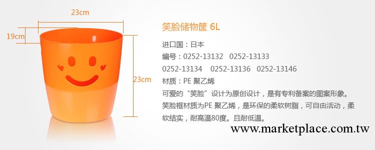 利快 進口 笑臉儲物筐6L 辦公室必備收納筐工廠,批發,進口,代購