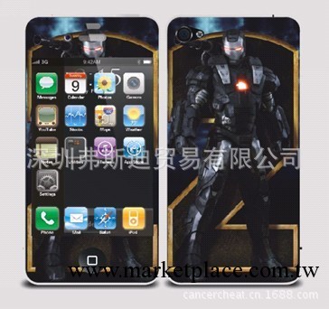 深圳蘋果IPHONE 4 4S 3D三層卡通膜 個性流行膜 黑色鋼鐵俠 批發工廠,批發,進口,代購