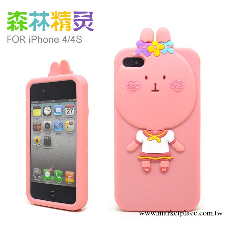 iPhone4/4S手機殼 明星同款蘋果卡通手機殼 韓國ROMANE矽膠套工廠,批發,進口,代購