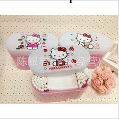 供應 hello kitty卡通化妝棉盒 Kitty棉簽盒 收納盒 送化妝棉工廠,批發,進口,代購