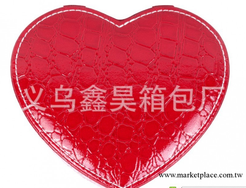 桃形韓式珠寶盒創意高檔心形皮革結婚禮物收納盒帶鏡子工廠,批發,進口,代購