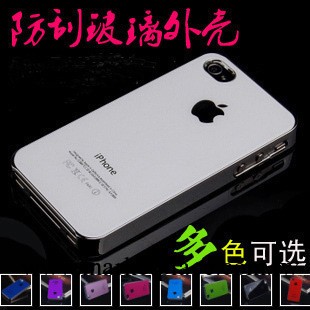 鏡面防刮玻璃 iphone4/4s手機殼 蘋果4代手機套 電鍍銀邊批發・進口・工廠・代買・代購