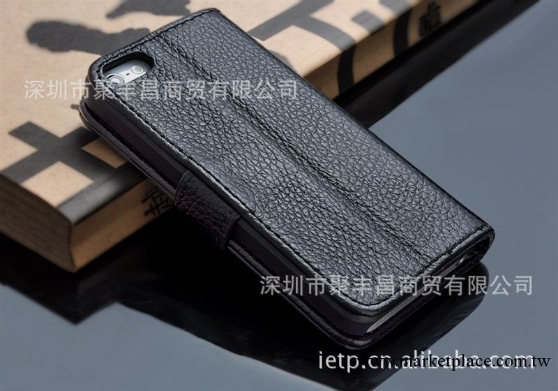 蘋果手機保護套 iphone5 皮套 真皮 頭層牛皮 荔枝紋內支架錢包款工廠,批發,進口,代購