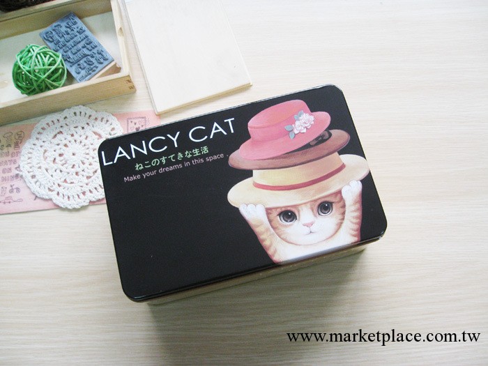 韓國文具禮品 天克LANCY CAT（貓咪）收納盒/鐵盒工廠,批發,進口,代購