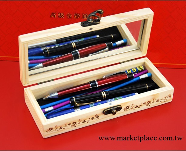 韓國原木復古銅扣帶磁性黑板文具盒/儲物盒 木質文具盒 韓國文具工廠,批發,進口,代購