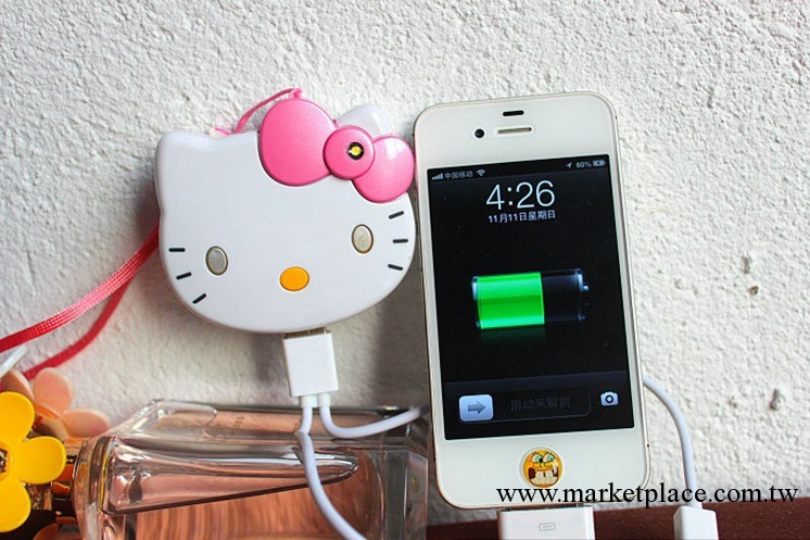 蘋果可愛hello kitty充電寶三星HTC小米隨身充iphone移動電源工廠,批發,進口,代購