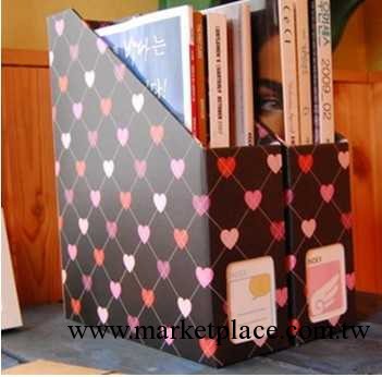 1889韓國風靡~桌面文件雜志紙質收納盒desk box-黑色桃心小號工廠,批發,進口,代購