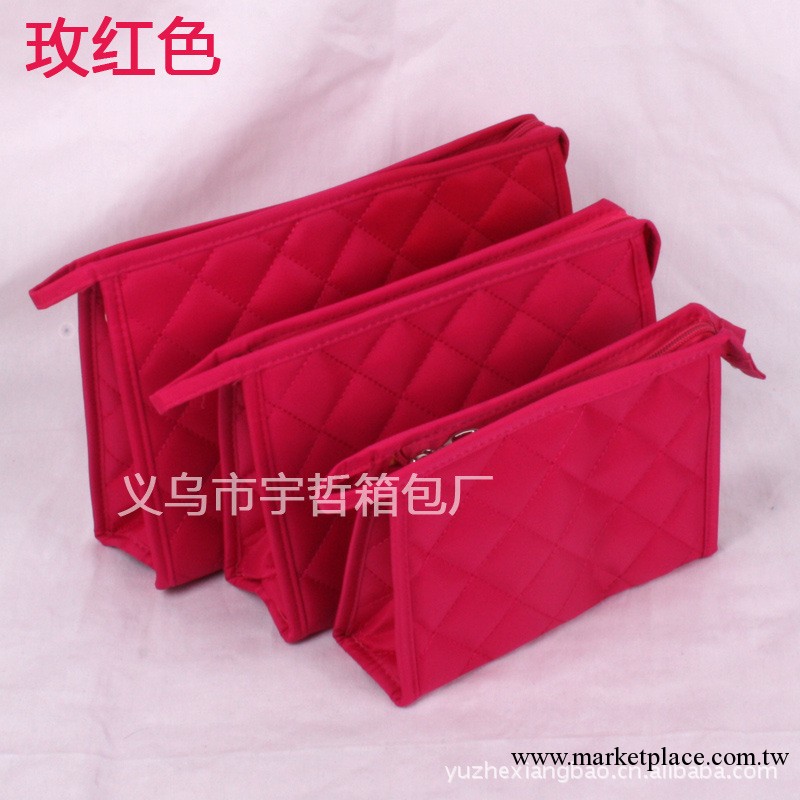 韓國可愛格紋菱格防水尼龍收納洗漱大中小號三件套加厚化妝包批發工廠,批發,進口,代購