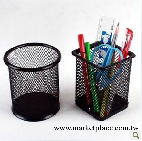 3358韓國創意文具 時尚圓形鐵制網狀噴塑防銹筆筒 桌面收納筒工廠,批發,進口,代購
