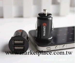 手機充電器 iphone5/4g/IPAD車充 格裡芬 雙USB蘋果充電器工廠,批發,進口,代購