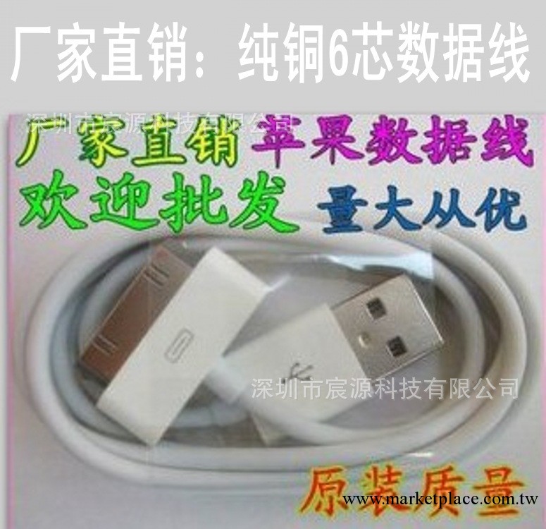 蘋果4數據線 iphone4數據線 ipod數據線 6針6芯數據線 蘋果充電線工廠,批發,進口,代購