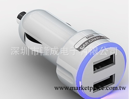 雙USB接口車充光環車充  Dual USB Car Charger工廠,批發,進口,代購