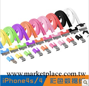 1米iPhone 4 4S iPad2 3 彩色數據線面條線 扁平充電線數據傳輸工廠,批發,進口,代購