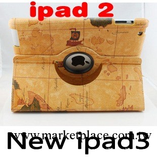 蘋果配件new ipad/ipad 2 3皮套 360度支架皮套 世界地圖工廠,批發,進口,代購