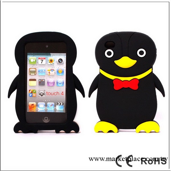 供應ipod touch4 立體企鵝矽膠套 手機保護套 TOUCH4企鵝二代工廠,批發,進口,代購