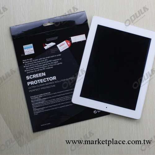 平板電腦屏幕保護膜 ipad2磨砂保護膜 黑色opula包裝 PET屏幕膜工廠,批發,進口,代購