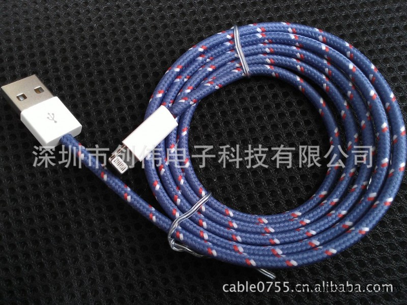 創偉長期供應IPHONE5數據傳輸線 高仿原裝I5棉編織數據線工廠,批發,進口,代購
