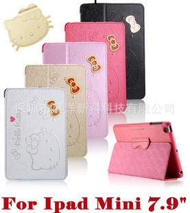 Hello Kitty系列iPad Mini 皮套KT貓 ipad2/3/4迷你二折背撐支架工廠,批發,進口,代購