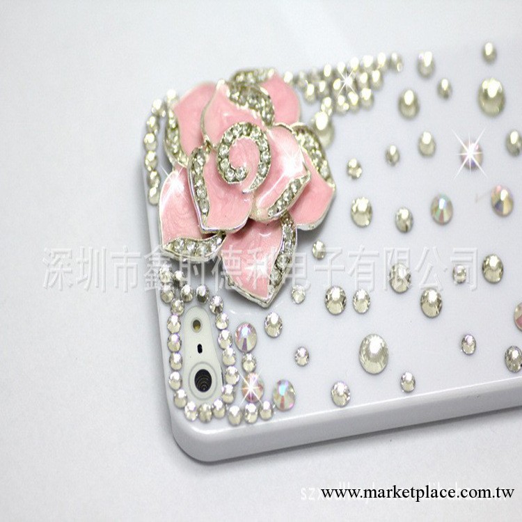 蘋果5代鉆殼水鉆 山茶花 iphone5手機殼 貼鉆外殼 鉆殼工廠,批發,進口,代購