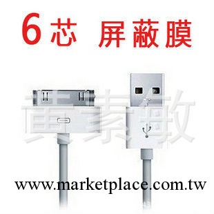 蘋果數據線 正品 6芯 ipad ipod iphone4 touch 3gs 帶屏蔽膜工廠,批發,進口,代購