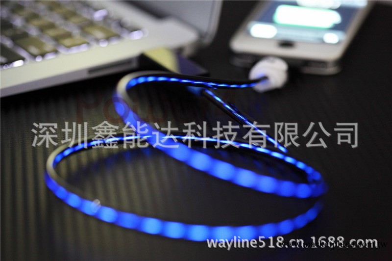 廠傢直銷Power4新款iPhone4追光線蘋果發光線EL冷光線發光數據線工廠,批發,進口,代購