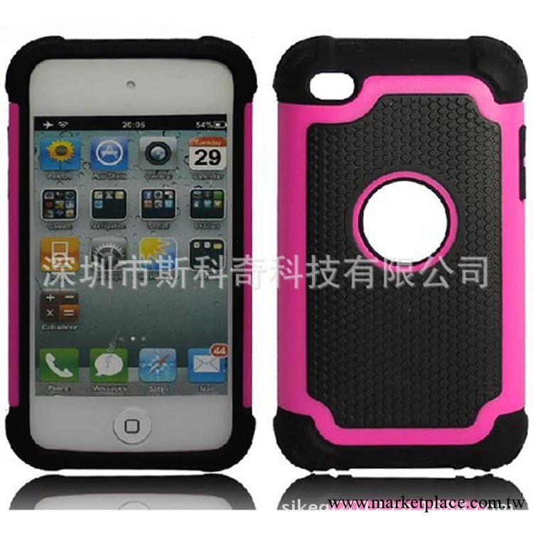 廠傢直銷：蘋果IPOD TOUCH4足球紋三合一手機保護套 防摔手機殼工廠,批發,進口,代購
