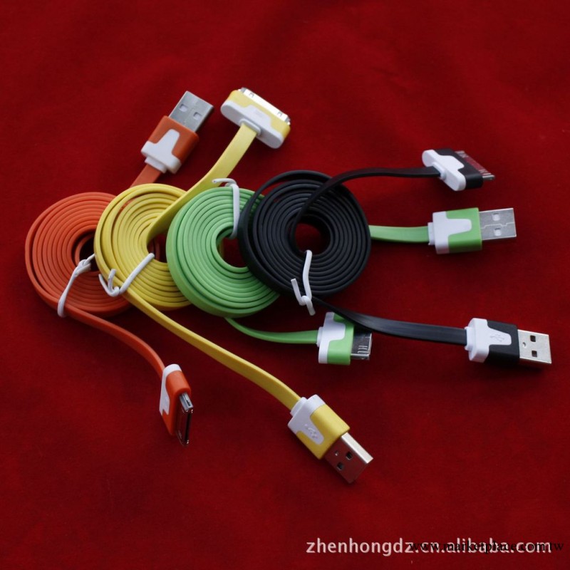 新款彩色小面條數據線/iphone4工廠,批發,進口,代購