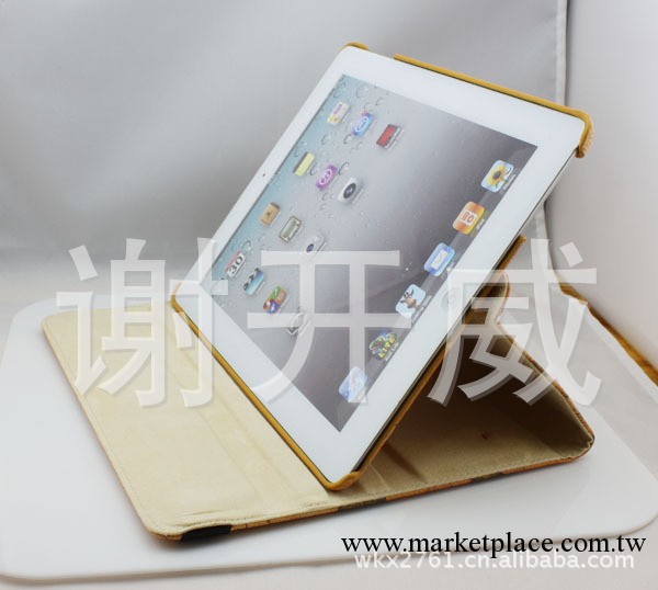 new ipad 3地圖 左右開 三檔可調支架式 智能休眠旋轉360皮套工廠,批發,進口,代購