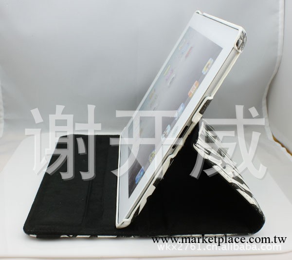 new ipad 3玫瑰花 左右開 三檔支架式 智能休眠 旋轉360保護皮套工廠,批發,進口,代購