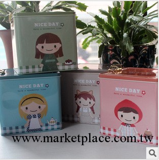 韓國文具 TR13-34茶話會方形鐵盒L/收納盒/存錢盒/零碎盒2031278工廠,批發,進口,代購