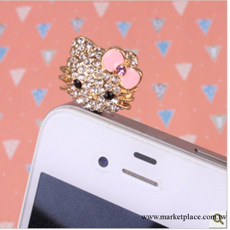 滿鉆蝴蝶結KT小貓手機防塵塞 iphone 4s 耳機防塵塞 3.5孔5908工廠,批發,進口,代購