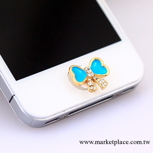 C37 滴油小蝴蝶結 鑲鉆優雅韓版 iPhone 按鍵貼 【廠傢直銷】工廠,批發,進口,代購