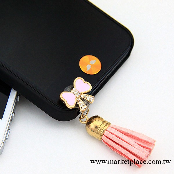 A154 蘋果5代  手機防塵塞 iPhone 耳機塞 韓版流蘇 蝴蝶結工廠,批發,進口,代購