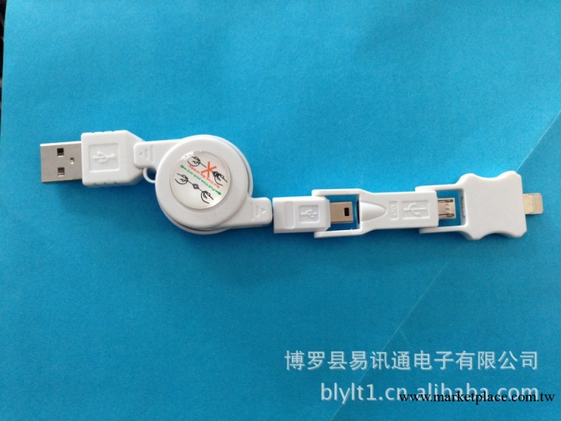 現貨iphone5三合一伸縮線 mini usb轉接線 micro usb一拖三數據線工廠,批發,進口,代購