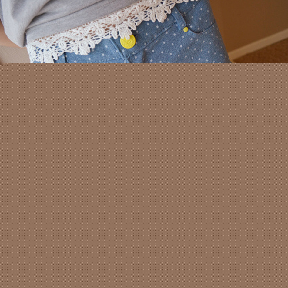 韓版原單女款水洗牛仔短褲 波點圓點短褲熱褲 骷髏頭扣 批發工廠,批發,進口,代購
