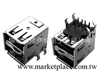 USB連接器 USB AF 90°USB母座 雙層USB連接器工廠,批發,進口,代購