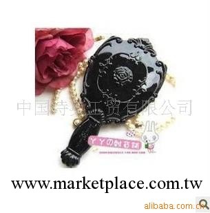 Anna sui/安娜蘇魔鏡 黑色薔薇花手柄鏡子小工廠,批發,進口,代購
