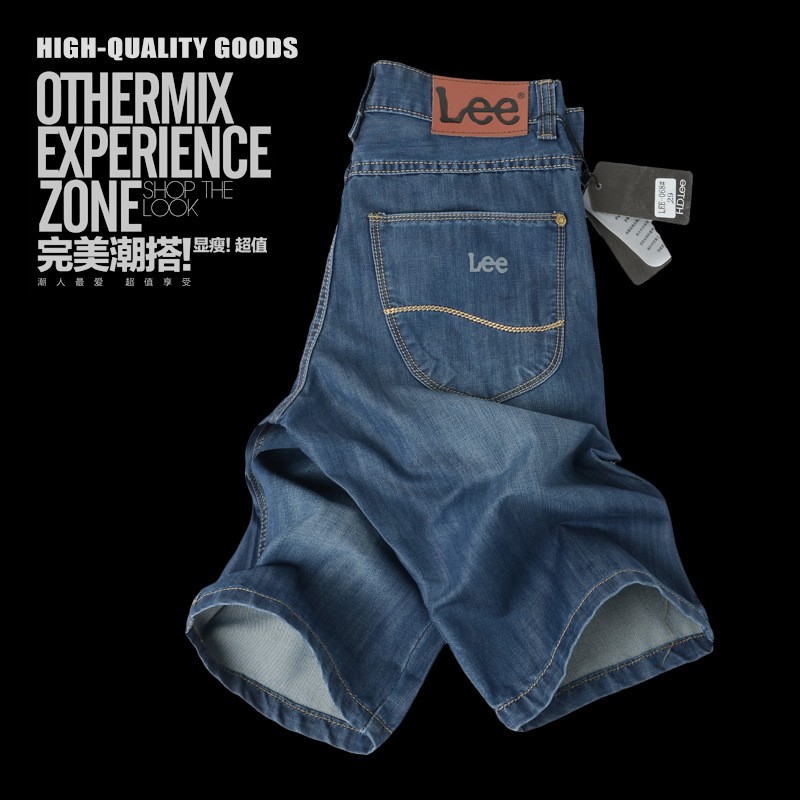 供應高質量Lee中褲夏季修身直筒男裝牛仔短褲李牌男士韓版褲工廠,批發,進口,代購