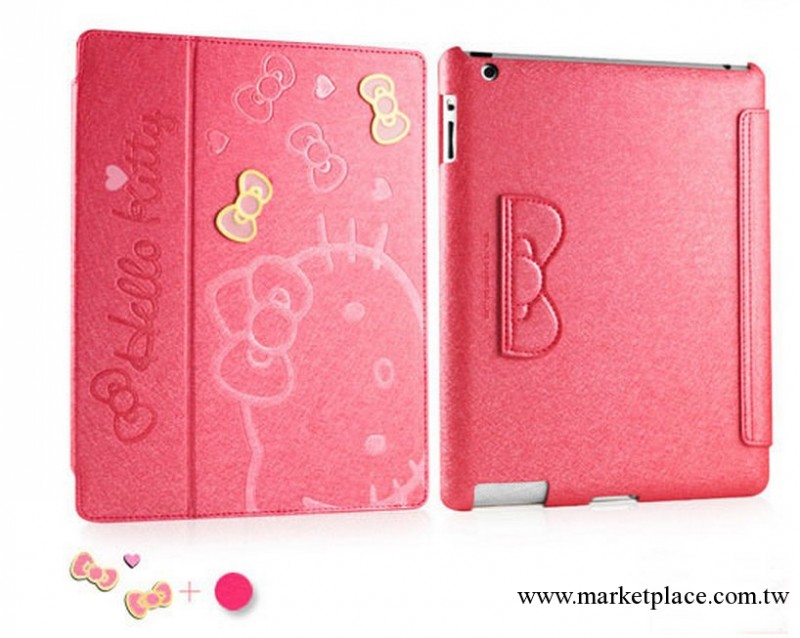 new iPad3 2保護套 hello kitty系列 凱蒂貓 二折背撐支架皮套工廠,批發,進口,代購