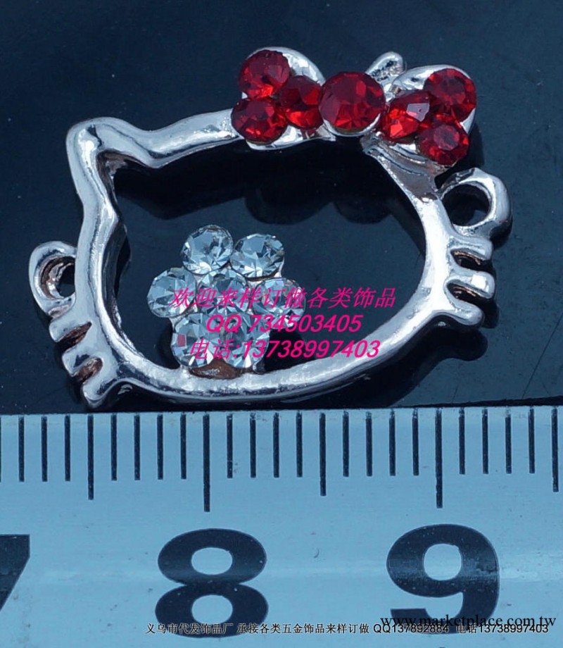HELLO KITTY蝴蝶結小貓咪滿鉆頭飾鉆扣 手工發夾配件 鉆扣工廠,批發,進口,代購