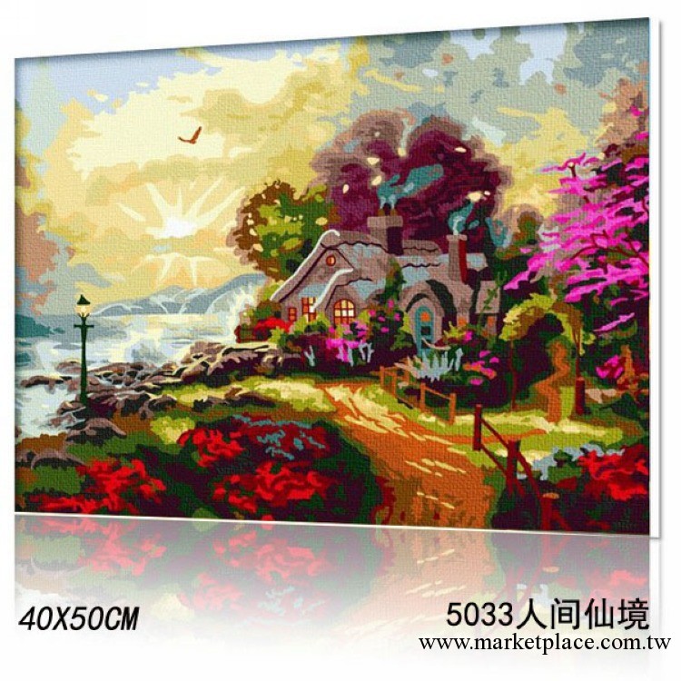 【廠傢直供】diy手繪數字油畫代理 加盟貼牌裝飾畫40x50人間仙境工廠,批發,進口,代購