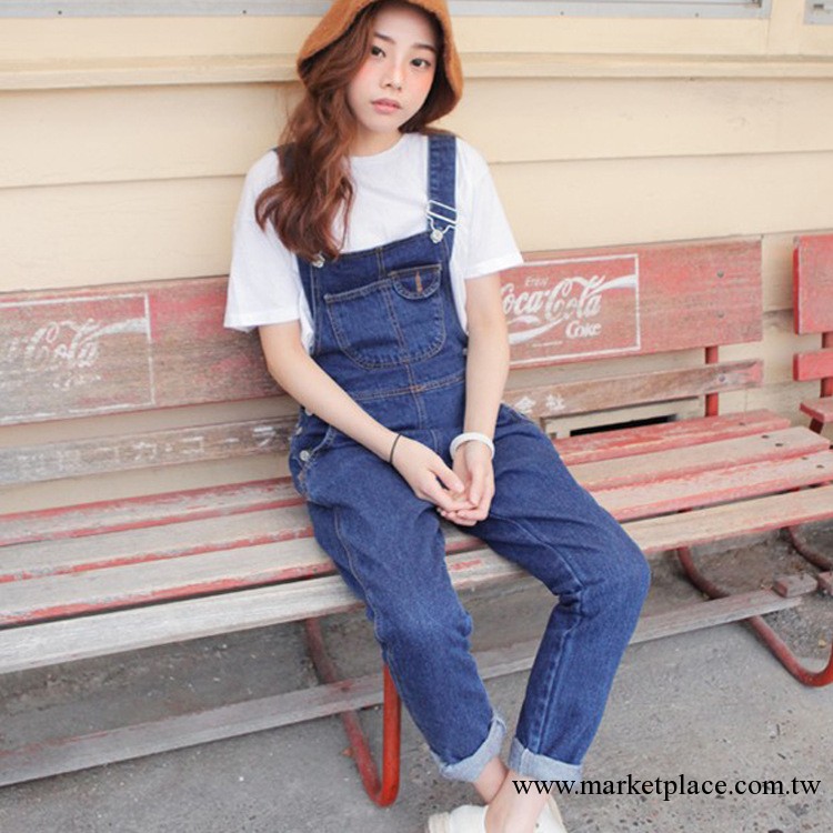韓國代購 原單stylenanda 側部時尚休閑背帶牛仔褲工廠,批發,進口,代購
