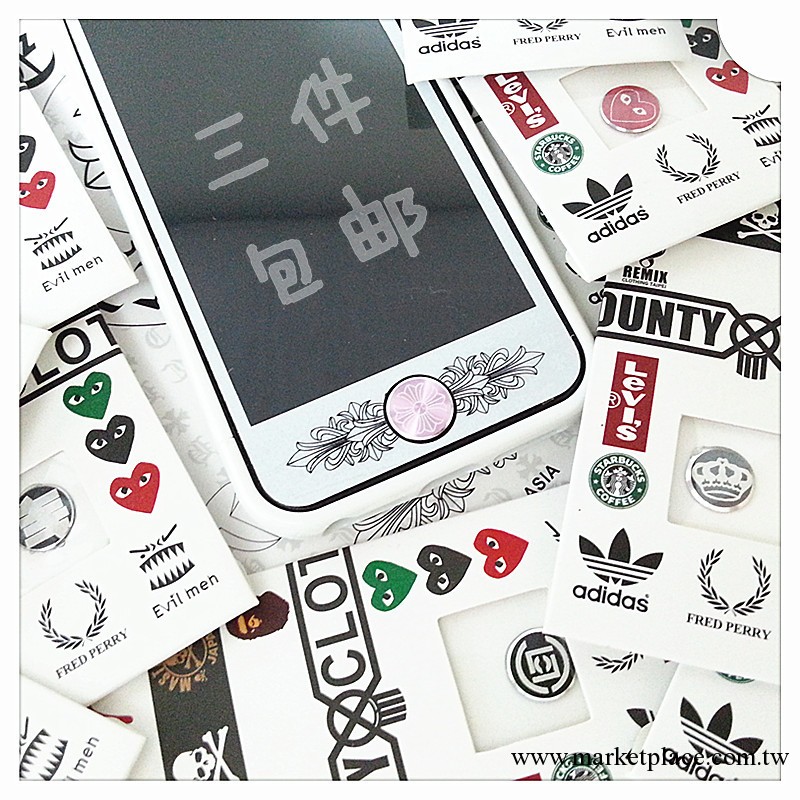 潮牌RJ iphone4s5超薄鋁合金屬蘋果按鍵貼 ipad home按鍵貼保護貼工廠,批發,進口,代購
