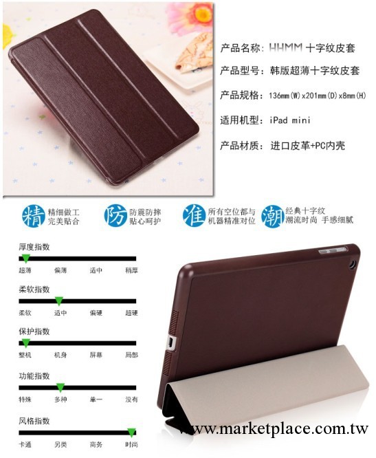 廠傢批發 ipad mini迷你 平板保護皮套 保護殼 超薄 三折 十字紋工廠,批發,進口,代購