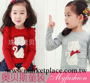 童裝廠傢直批 myfashion2013秋款領結小貓公主女童t恤33208工廠,批發,進口,代購