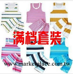 童裝批發 兒童背心套裝 短褲/開襠褲 條紋無袖背心套裝 夏季熱賣工廠,批發,進口,代購