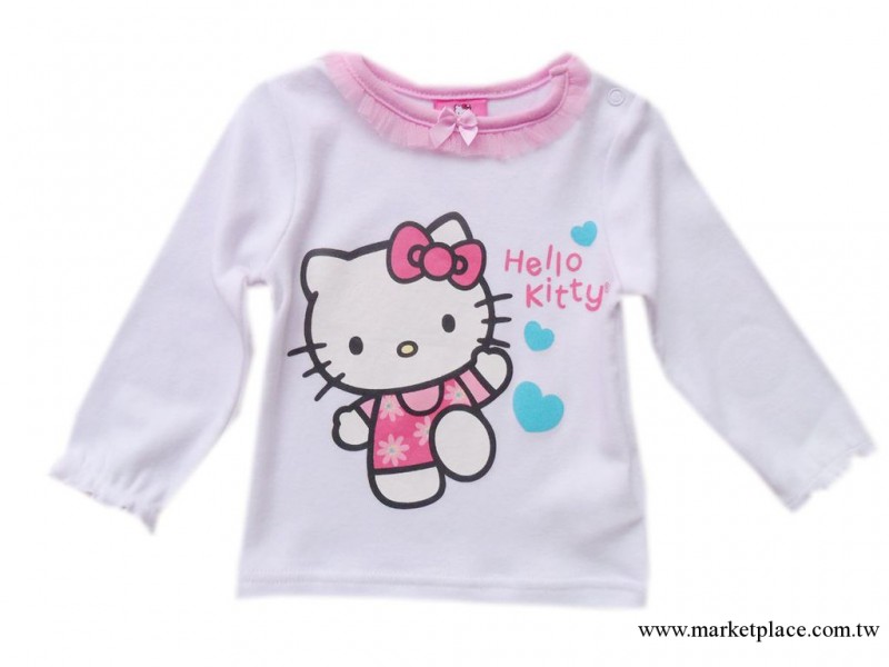 【外貿童裝】HELLO KITTY長袖童T恤 蕾絲純棉T恤 童裝T恤工廠,批發,進口,代購