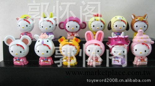 動漫周邊Hello kitty 12生肖kt 凱蒂貓公仔人偶玩具手辦工廠,批發,進口,代購