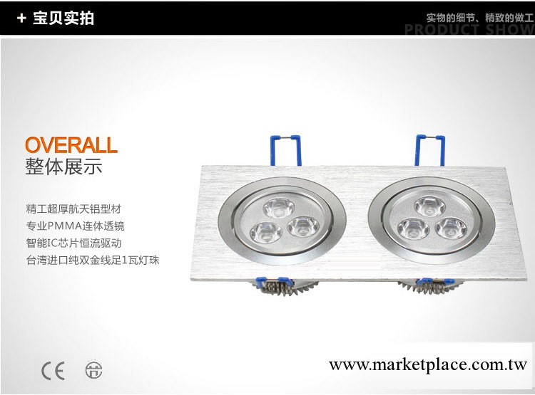 LED格柵天花射燈長方形雙頭鬥膽燈具大功率10W 21*12CM開孔10*20工廠,批發,進口,代購