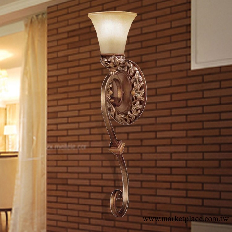 歐式臥室床頭鐵藝樹脂壁燈客廳餐廳燈具長桿單頭燈工廠,批發,進口,代購